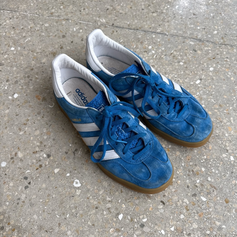 adidas Blue Suede Sneakers with White Stripes